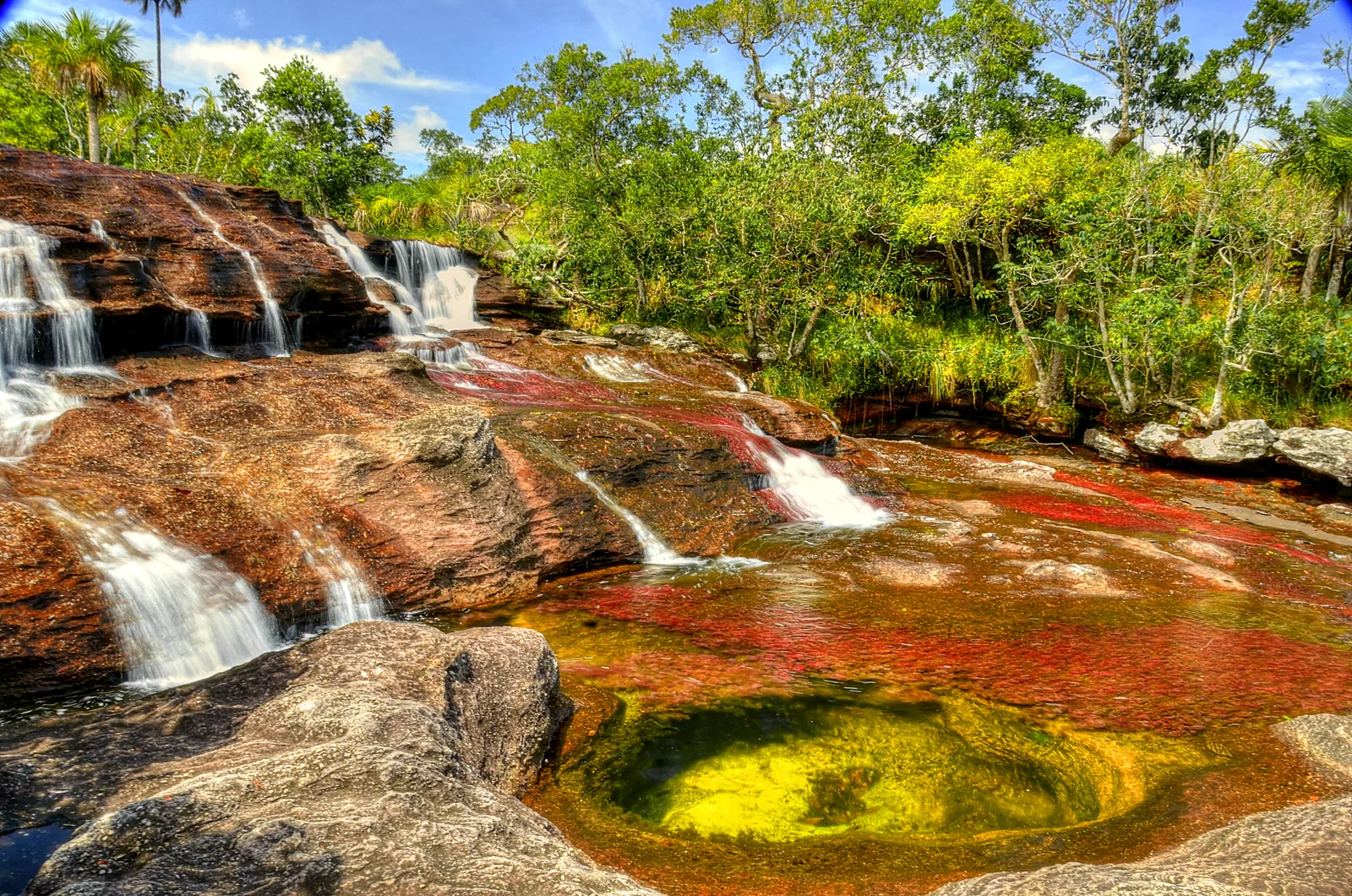 Cascatas Manto de la Virgen em Caño Cristales, La Macarena, Meta